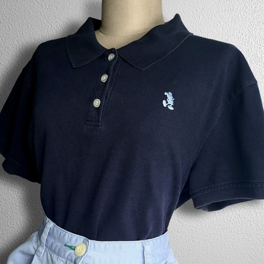 Vintage Mickey Mouse Disney Embroidered Blue Polo Shirt